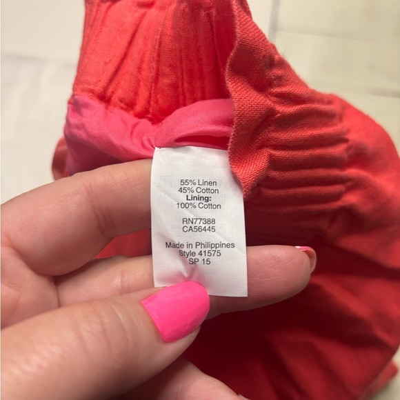 J. Crew Factory Linen-Cotton Blend City Skirt New Size 2 /XS Coral Elastic Waist - Picture 7 of 8